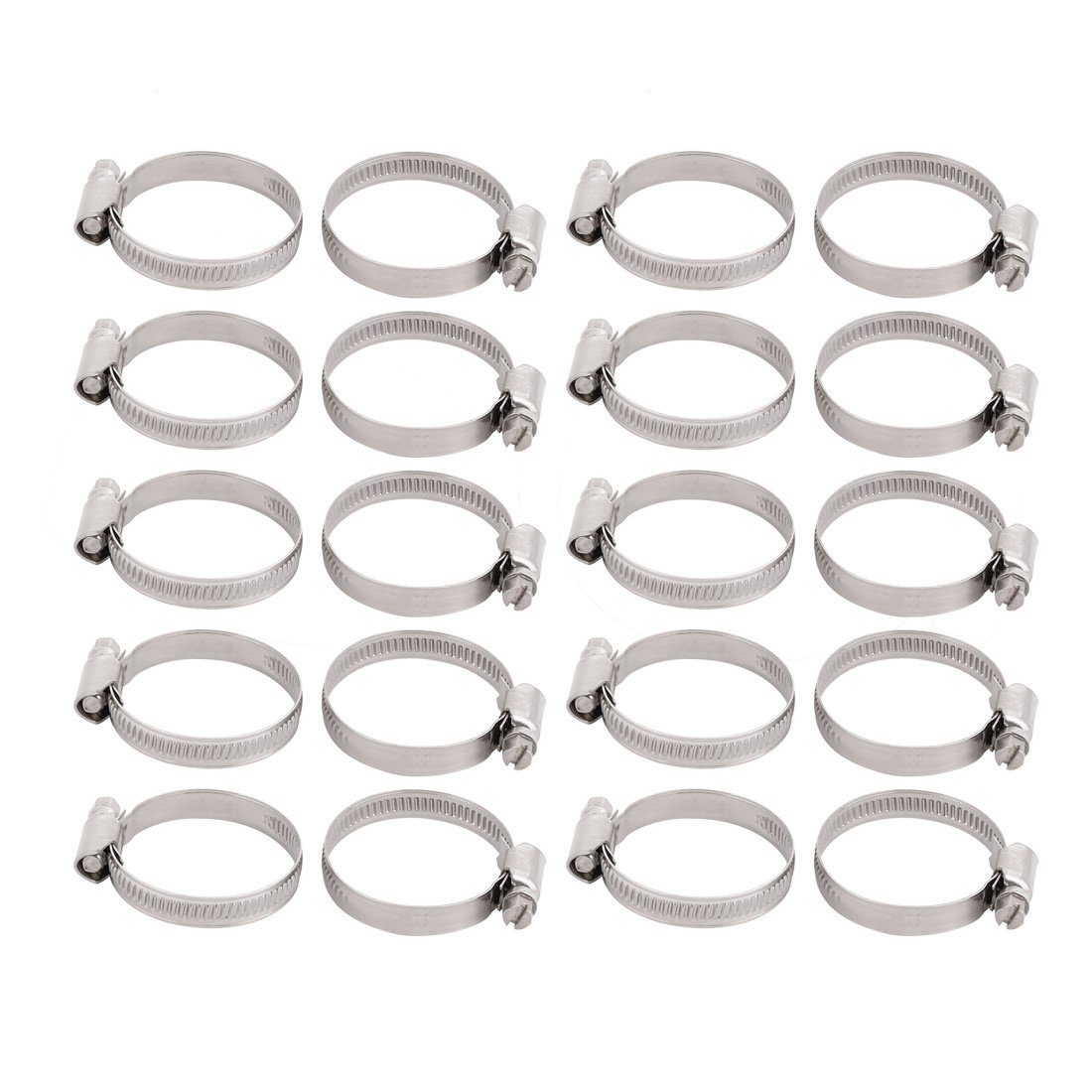Sourcingmap 20Pcs 30mm to 45mm Dia Range Stainless Steel German Type Adjustable Hose Clamp Hoop