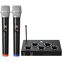 Professional Karaoke Wireless Microphone System - Dual UHF Wireless, Supports HDMI ARC, Optical, Aux for TV, Singing, Karaoke