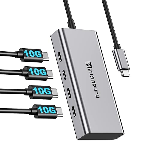 Minisopuru Ports USB C Hub – 10Gbps USB Hub for Laptop, USB Hub
