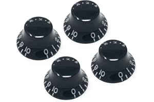 Vintage Forge Black Top Hat Bell Knobs Compatible with Gibson Les Paul Electric Guitar (Set of 4) Fits 24 Fine-Spline USA (Imperial) Split Shaft Pots Recessed RB24US-BLK4