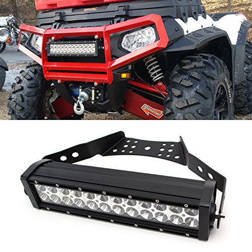 iJDMTOY 14" 72W High Power Double-Row LED Light Bar w/ Universal ATV UTV Handlebar, Front Grille or Hood Mounting Bracket and On/Off Switch Wiring Kit