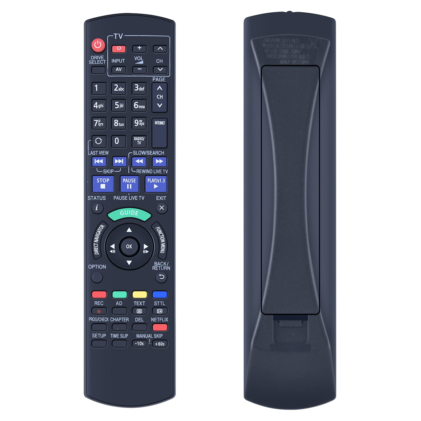 TCNOUMT Replacement Panasonic N2QAYB000780 Remote Control Compatible for Panasonic HDD TV DVD Recorder DMR-HWT130 DMR-HWT130EB DMR-HWT230 DMR-HWT230EB DMR-PWT635 DMR-HW120EBK — image 1