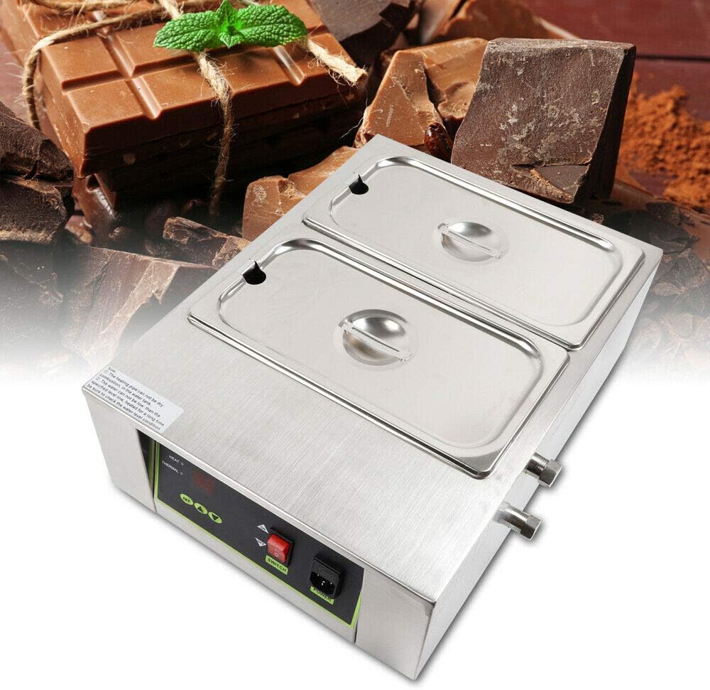 2 Compartment Chocolate Melting Machine, Commercial Electric Two Grid Chocolate Melting Machine Grids Melter Heating Pot New！Commercial Warmer Boiler Tempering Usas New Style