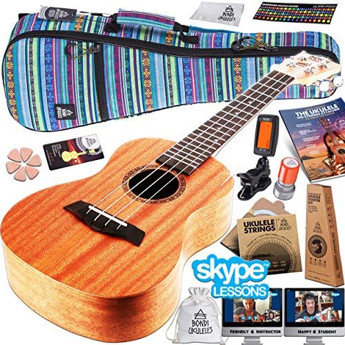 Ukulele Starter Kit (16-Piece-Set) Acclaimed Brand get Official SKYPE Lesson, Videos, Compression Case, No-Scratch Felt Picks, Clip Tuner, Chord Stamp, Poster, Strap, Strings &amp; MORE (Amazon Exclusive)