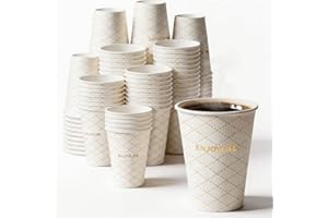 MOUMOULIFE 100 Pack Gold Coffee Cups, 12 oz Paper Cups with Gold Gilding, Elegant Disposable coffee cups, Insulated & Leak-Pr