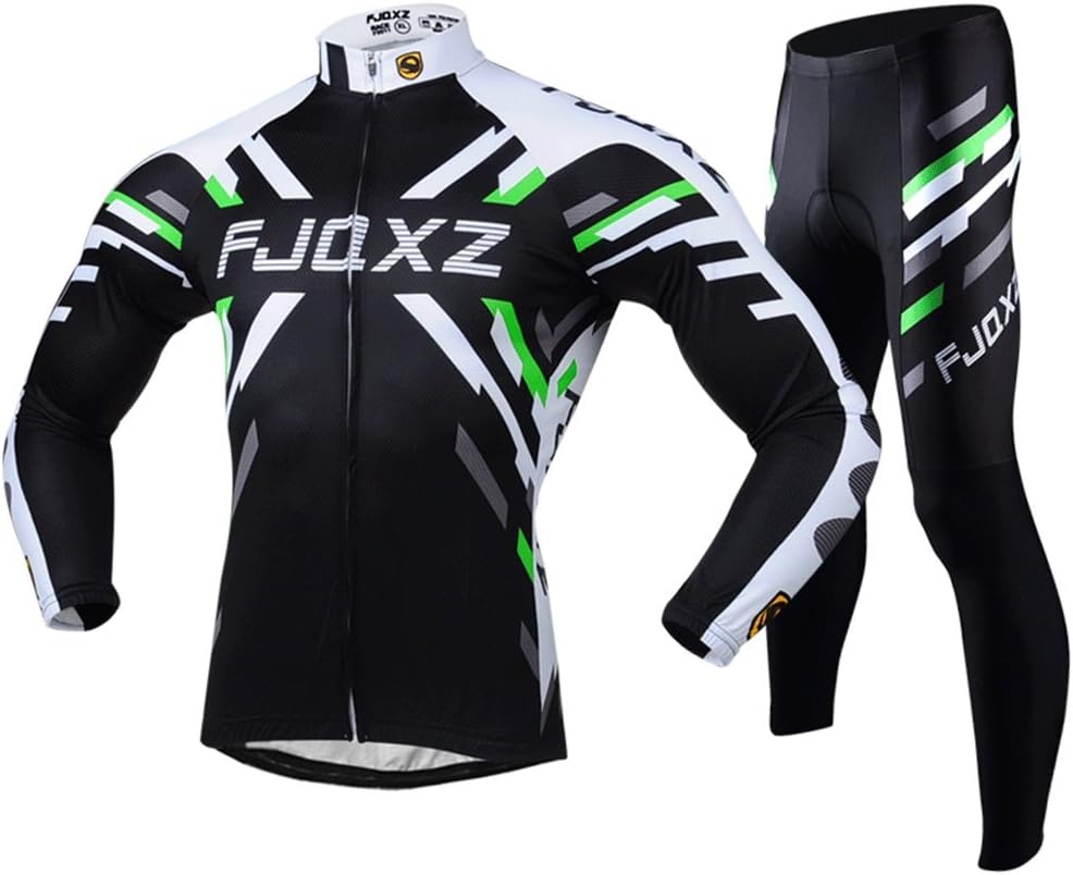 fjqxz Men's Cycling Jersey Suit and 3D Padded Pants Breathable Quick Dry Long Sleeve Set Outfit F011C