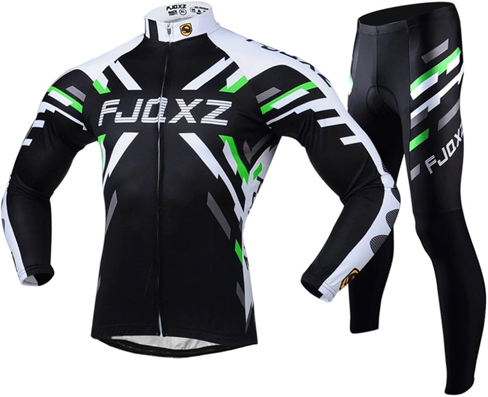 fjqxz Men's Cycling Jersey Breathable Quick Dry Long Sleeve Set Outfit F011C: Clothing