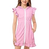BesserBay Girls Swim Coverups Zip Up with Hood Swimsuit Cover Up Elastic Waist Quick Dry with Pockets 4-12 Years