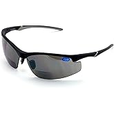 V.W.E. Bifocal High Performance Protective Safety Glasses Light Mirror Tint Bifocal - Reader - Sunglasses Ansi Z87.1 (Matte Black, 2.50)