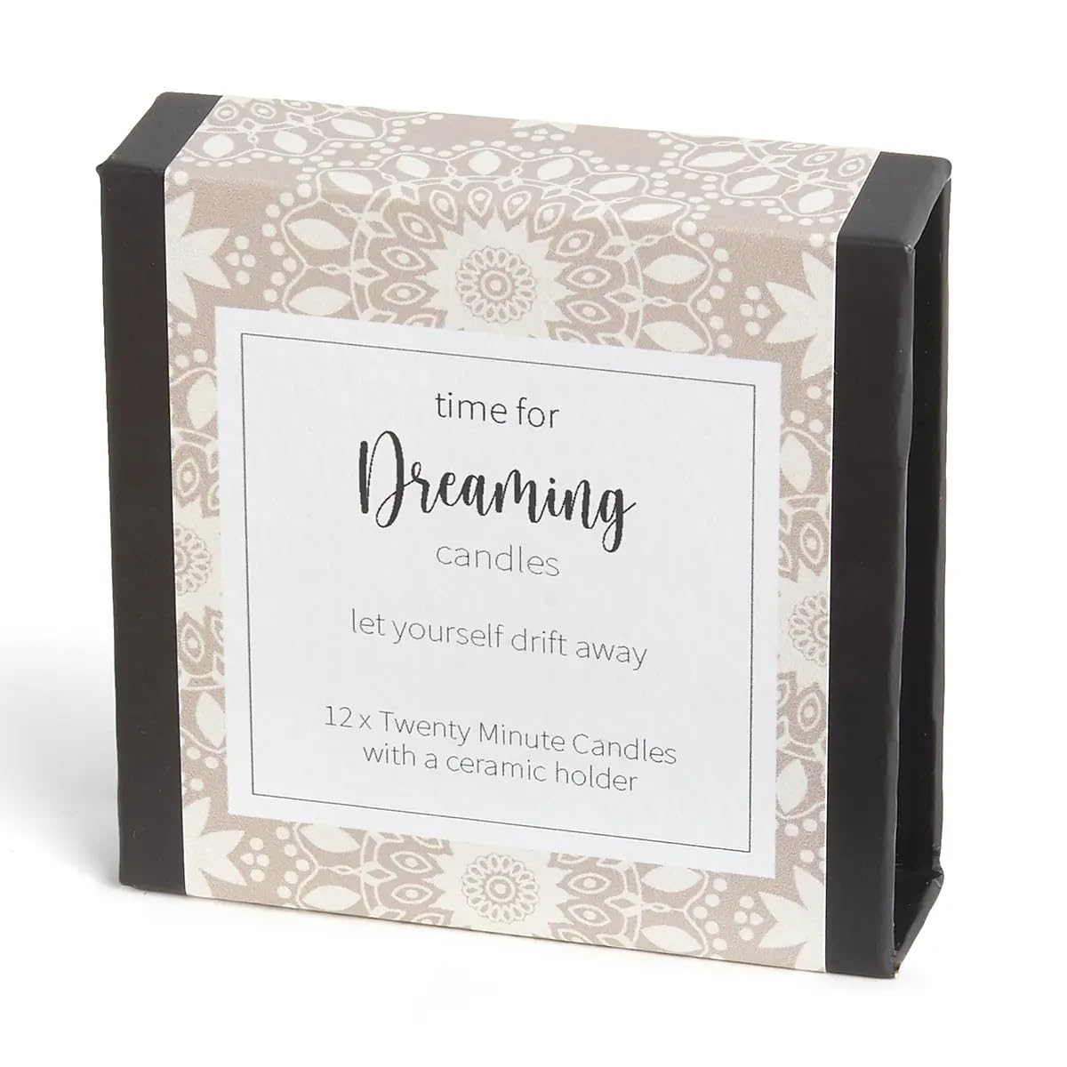 time for Dreaming Candles (wrap). 12 x Twenty Minute Candles with a Ceramic Holder for Relaxation, Meditation, Mindfulness and Well-Being