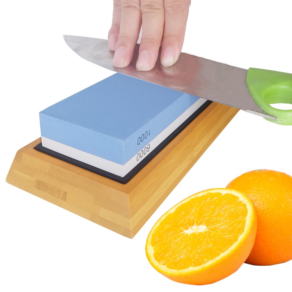 Premium Knife Sharpening Stone Kit, 2 Side 1000/6000 Grit Whetstone