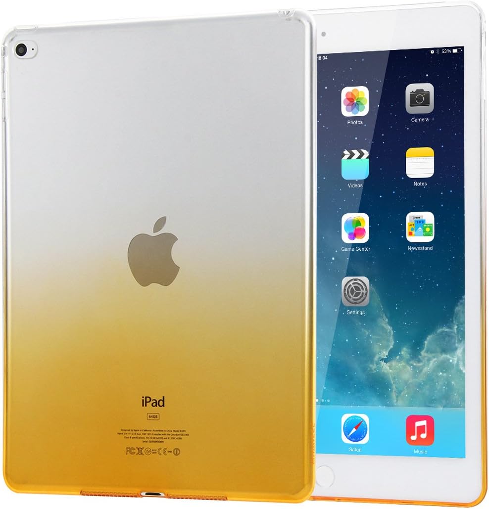 New iPad 2017 iPad 9.7 inch TPU Bumper Case, iZi Way Ultra-Thin Flexible Silicone Gel Anti-slip Scratch Resistant Soft Back Case Cover for 9.7 inch iPad [2017 March Released] - Transparent Orange