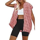SENSERISE Womens Oversized Puffer Vest Sleeveless Quilted Jacket Zip Up Hooded Puffy Vest Winter Coats with Pockets