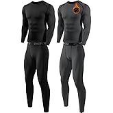 Orrfreer 2 Pack Thermal Underwear for Men Long Johns with Fleece Lined Base Layer Men Cold Weather Top and Bottom Set