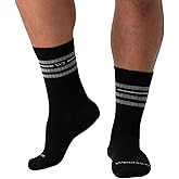 Wide Open Crew Merino Wool Socks - Vintage Stripe Everyday Wide Crew Socks for Men with Wide Feet