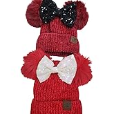 CLGIFT Rose Gold Minnie Ears Beanie, Winter BEANIE, Mickey Beanie, Holiday Winter Christmas, Minnie Fall Hat