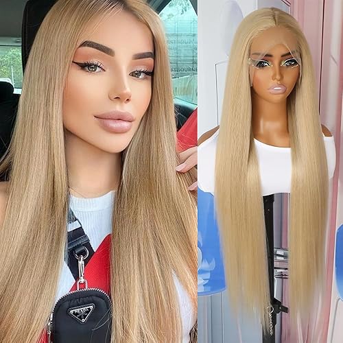 QD-Tizer Ash Blonde Synthetic Hair Wigs Long Straight Hair Mixed