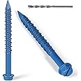 VGBUY 3/16 x 3-3/4 Inch 47Pcs Concrete Screws, Hex Head Screw Anchor with Drill Bit, for Masonry, Block, Brick, Cement, Stucco, Diamond Point