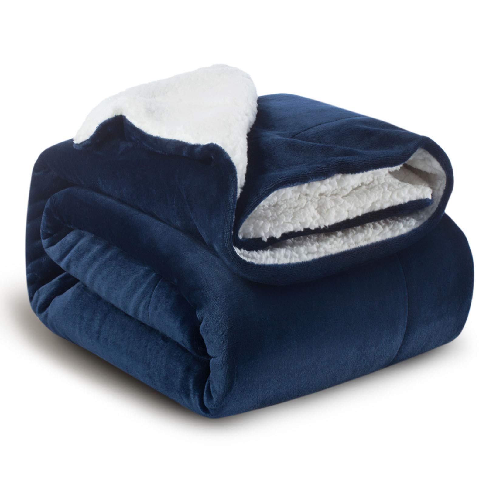 Bedsure Sherpa Fleece Blanket Throw Size Navy Lightweight Super Soft