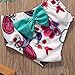 Baby Girls 3 Pcs Swimwear Tassels Halter Top+Floral Bottom+Headband Swimsuit (3-4T, Cyan)