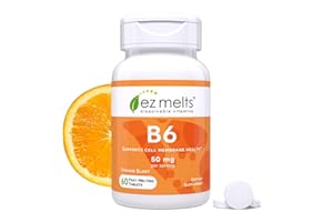 EZ Melts Vitamin B6 - Brain & Heart Health Supplement - Energy Metabolism Support - No Artificial Flavors - Non-GMO & Vegan - Orange Blast - 60 Dissolvable Tablets (30 Servings)