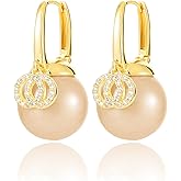 14k Gold Plated Pearl Rhinestone Drop Earrings for Women Jewelry