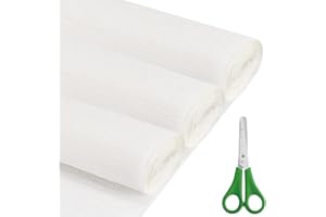 FYANER Crepe Paper Roll (17Inch x 8.2ft),3Rolls,Crepe Paper,DIY Gift Color Paper Flowers Set for Mother's Day, Valentine's Day, Birthday and Wedding Decoration Flowers Making (White)