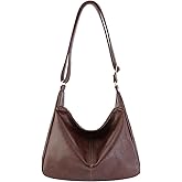 Mieeba Hobo Bags for Women, Foldable Vegan Leather Tote Bag, Stylish Slouchy Shoulder Bag, Handbags Purses for Women Brown