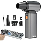 SYNRIC Compressed Air Duster, Stepless Speed Electric Air Duster, Metal Shell Air Blower with Brushless Motor, 120000 RPM Keyboard Cleaner Replaces Canned Air for Outdoors, Car, Home Cleaning