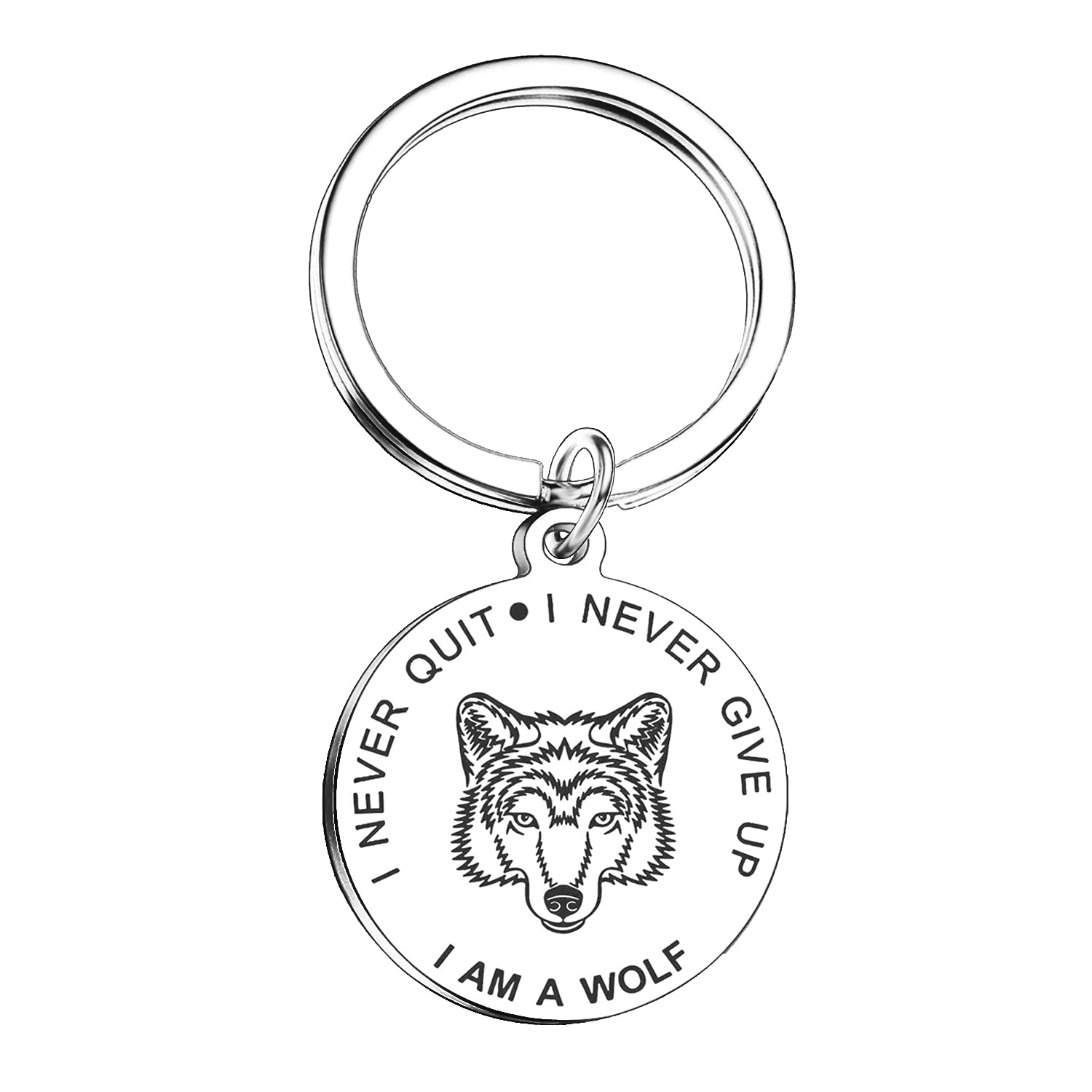Nfyxcaz Inspiration Keyring Birthday Gifts For Women Men I Am A Wolf I Never Quit I Never Give Up Keychain Graduation Gifts Best Friend Keychain (I am a wolf)