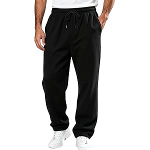 ASUIU Mens Sweatpants Loose Fit Joggers Wide Fleece Leg Lounge Pants Drawstring Waist Cotton Sweat Pants with Pockets