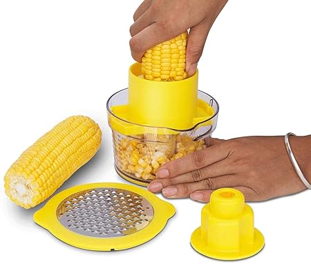 Spatola Per Mais 4 In 1 Strumento Per Tagliare Pannocchie E Mais Con Misurino Integrato Grattugia Per Mais E Grattugia Senza Elettricita Senza Rumori Amazon It Casa E Cucina