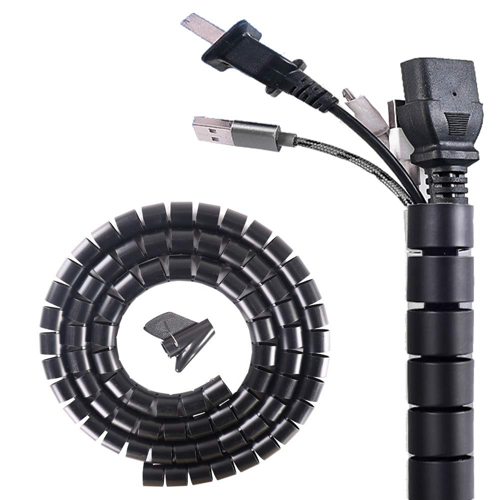 Ruiuz Cable Tidy Sleeves, 2 X 60'' Cable Management Wire Tidy Cable Cover Protector for PC TV Computer, Home and Office Cord Organizer, DIY Flexible (Black-2pack)