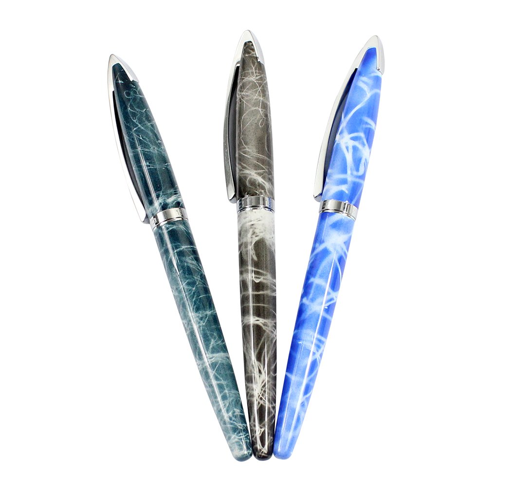 Ranvi JinHao 156 Fountain Pen, 0.5MM Medium Nib, 3 PCS, 3 Colors (Marble Blue,Marble Grey, Marble Sky Blue)