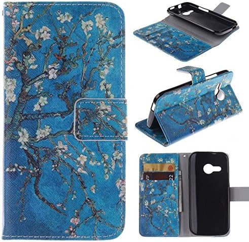 HTC Mini 2 Case HTC One Mini 2 Kickstand Case,Bat King Beautiful Plum Blossom Pattern Premium Leather Wallet Flip Kicstand Case Cover With Magnetic Closure For HTC One Mini 2(Not Fit HTC One M8)