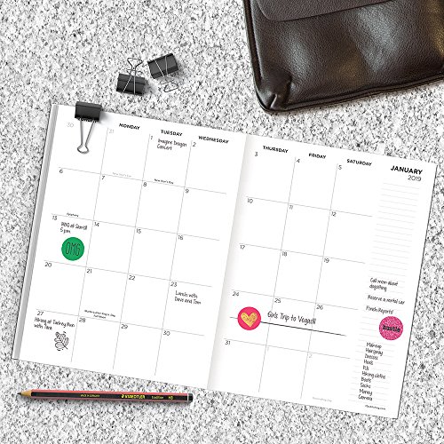 Time Factory Black and Floral Blooming 7.5" x 10.25" January -December 2019 Monthly Planner (19-4205) - Thumbnail 5