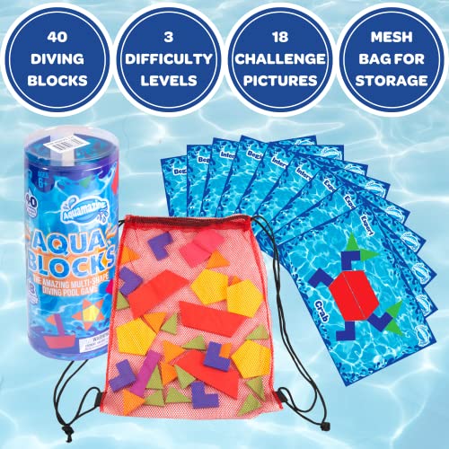 Aquamazing Aqua Blocks Pool Diving Game Set Includes 40 MultiShape