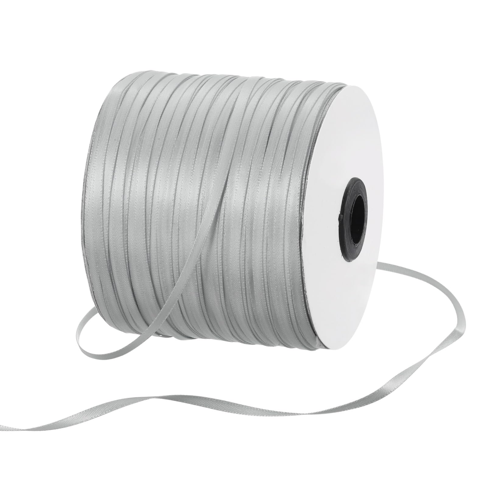 Rebower 3mm Satin Ribbon 460m Thick Double Face Grosgrain Silk Ribbon, [for Gift Wrapping, Hair Bows, Wedding, Cake, Flower] - 500 Yard/1500ft/ Light Grey
