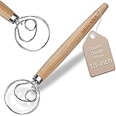 BRIVANA 13-Inch Danish Dough Whisk – Wooden Handle with Stainless Steel Single Loop – Bread Whisk for Sourdough, Pizza Dough, Cake Batter and Artisan Bread Baking