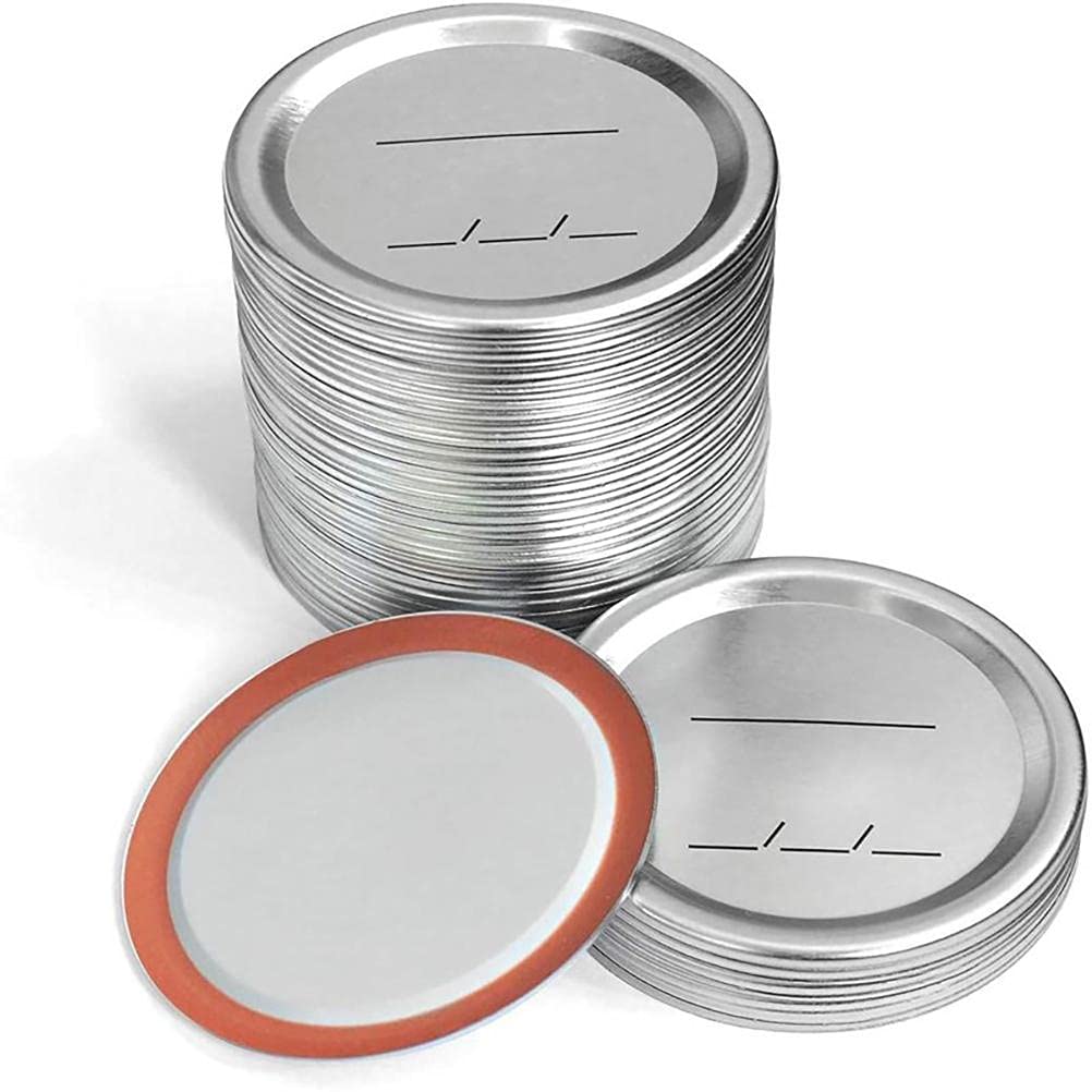 Replacement Lids, 100 Split Mason Jar Lids, Split Cover with Date, Reusable Split Glass Lid, Leak-proof Storage Jar Caps
