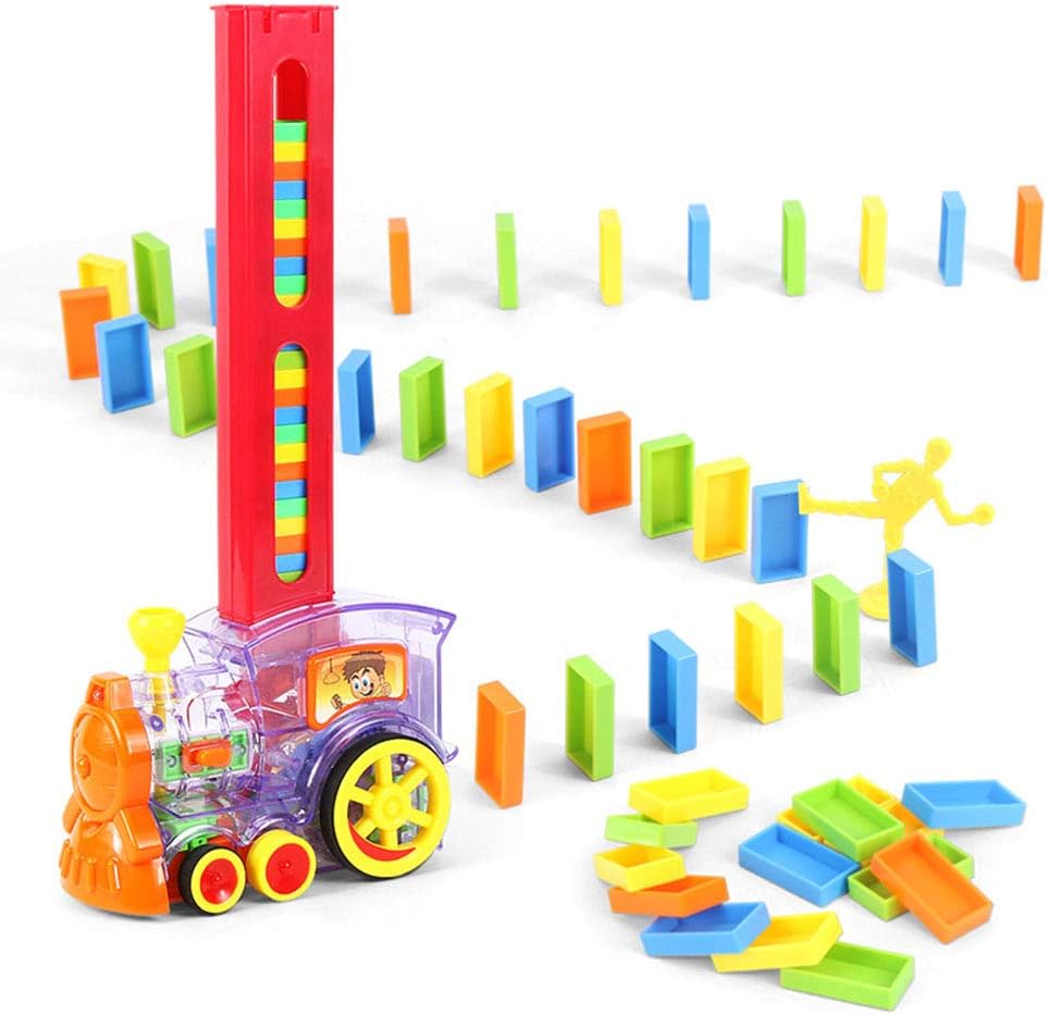 80 Pcs Domino Train Blocks Rally Electric Toy Set, Train