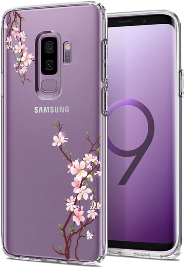 Samsung Galaxy S9 Plus Case, UCMDA Slim Clear Soft Silicone Gel Protective Case, Best TPU Rubber Bumper Back Cover Case for Samsung Galaxy S9 Plus (6.2 Inch) - Flower