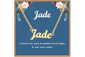 Ldurian Name Necklace Personalized | Name Pendant Necklace Christmas Gifts | 14K Gold Dainty Name Plate Necklaces Birthday Jewelry Gift for Teen Girls