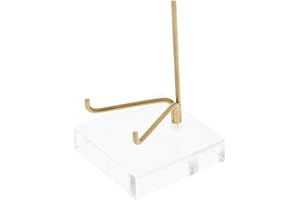 Plymor Clear Acrylic Base with Adjustable Brass Rods to Hold Rock, Fossil, and Mineral Specimen, 2.75" H x 1.75" W x 1.75" D (1.25" Arm Length) (2 Pack)