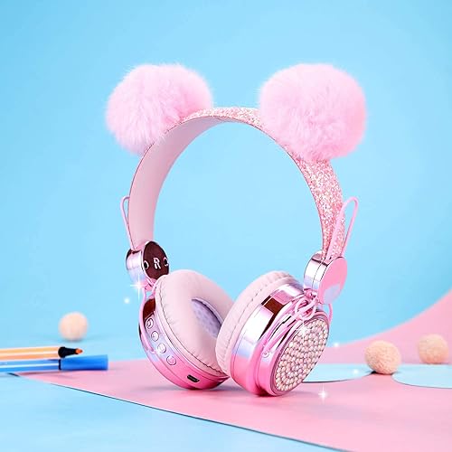 KORABA Wireless Girls Headphones Bluetooth, LED Light up Color