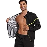 NINGMI Sauna Suit for Men Sweat Sauna Jackets Long Sleeve Zipper Shirt Workout Body Shaper Gym Top