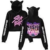 Kpop Demon Hoodies Women Funny Trendy Cartoon Graphic Print K-Pop Style Sweatshirts Long Sleeve Loose Fit Hooded Tops