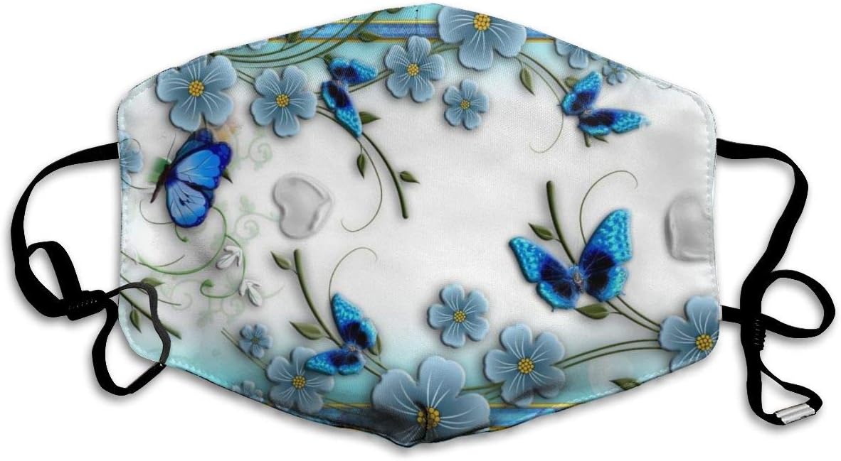 Face Masks, Breathable Dust Filter Masks Medical Mask Mouth Cover Masks with Elastic Ear Loop (Blue Butterfly #2)