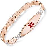 LinnaLove Fashion Shiny medical alert bracelet with Free Engraving Stainless steel Medical id bracelet for Women