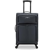 U.S. Traveler Anzio Softside Expandable Spinner Luggage, Dark Grey, Checked-Medium 26-Inch